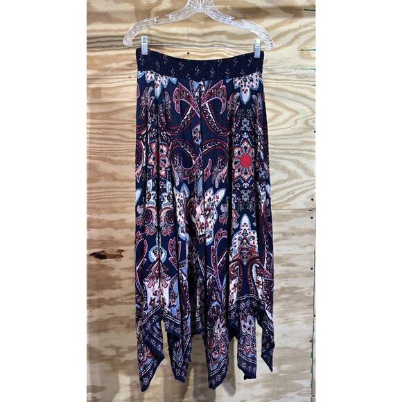 Bila Boho Fairy Midi Skirt Floral Print Retro Size M Stretchy Waistband Flowy - Picture 1 of 12